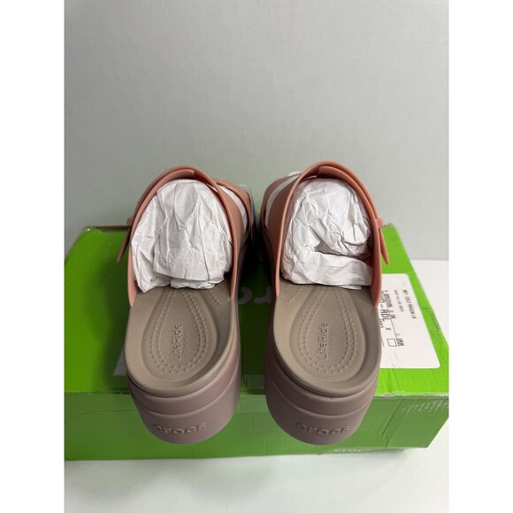 CROCS Women's Pink and Brown Platform Mules - Picture 5 of 8